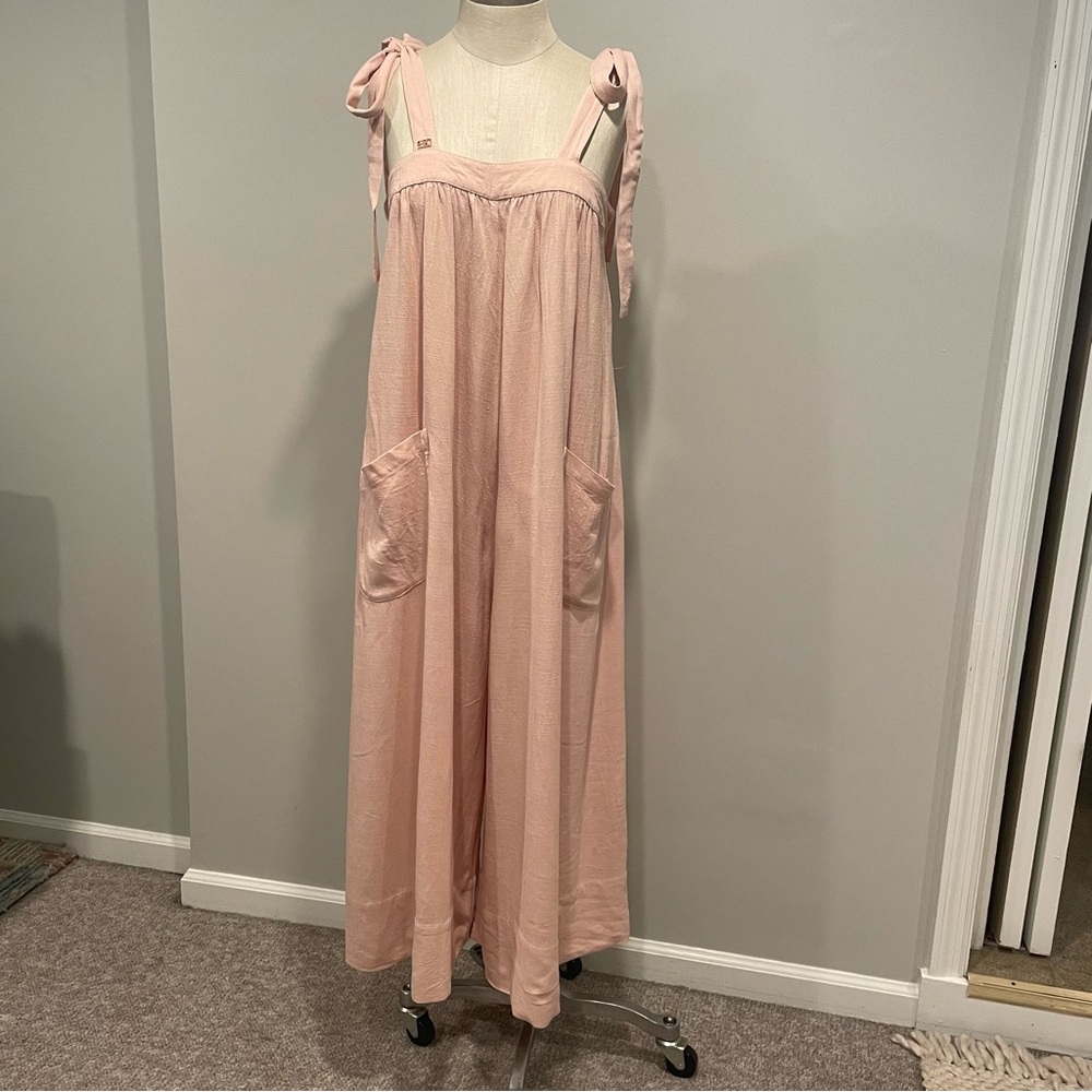 Bird & Knoll pink wide leg jumpsuit size M